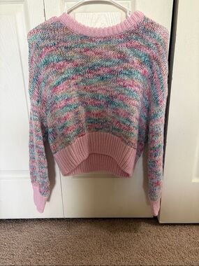 Jessica Simpson Pastel Pink Multicolor Crewneck Sweater